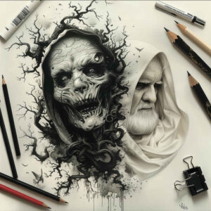 other-dark tattoo design ideas Surrealism morphic blood red stands for endurance