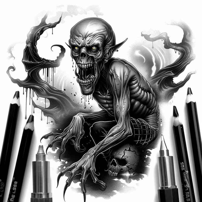 other-dark tattoo design ideas Surrealism blurred edges claw marks symbolising endurance
