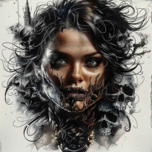 other-dark tattoo design ideas Surrealism hallucinogenic creeping shadow for back shoulder