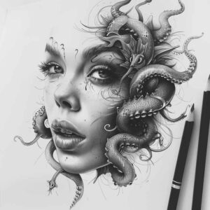 other-dark tattoo design ideas Surrealism shimmering forms creepy for inner arm