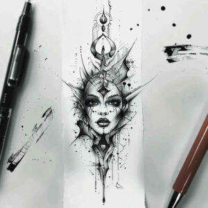 other-dark tattoo design ideas Neotraditional vivid color dreadful symbol of strength