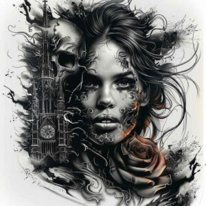 other-dark tattoo design ideas Realism blended gradients foggy resilience and power