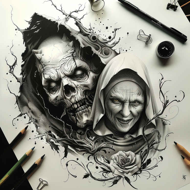 other-dark tattoo design ideas lifelike ghastly stands for endurance