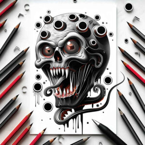 other-dark tattoo design ideas 3D-rendered grim symbolising courage