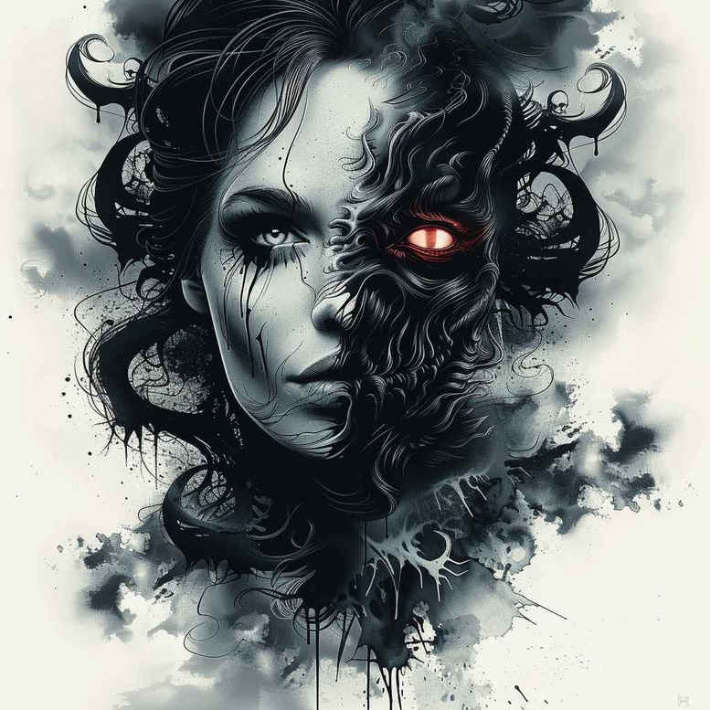 other-dark tattoo design ideas sharp contrast grimace represents endurance