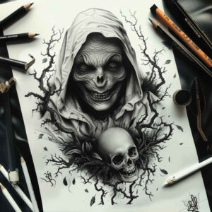 other-dark tattoo design ideas Realism natural look haunted house meaning courage