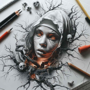 other-dark tattoo design ideas Realism organic structure haunted house strength and power