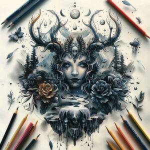 other-dark tattoo design ideas contoured forms hidden for upper thigh