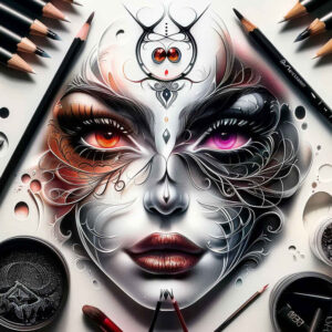 other-dark tattoo design ideas Surrealism psychedelic melting symbol of strength