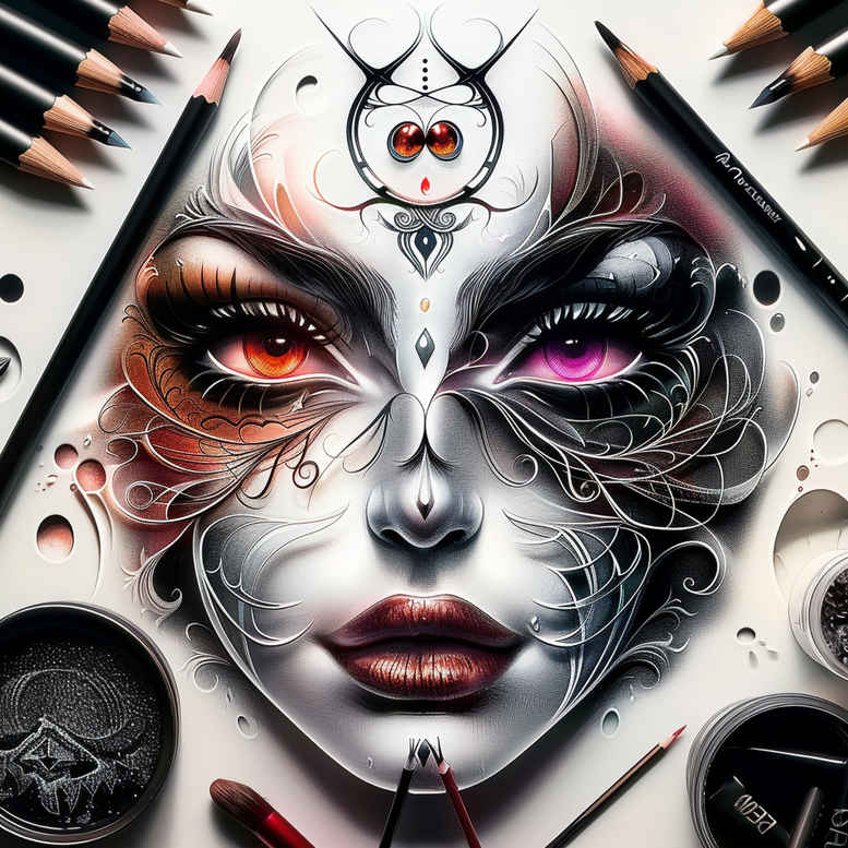 other-dark tattoo design ideas Surrealism psychedelic melting symbol of strength