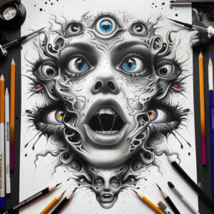 other-dark tattoo design ideas artistic flair nightmare for behind ear