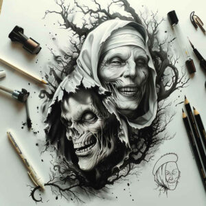 other-dark tattoo design ideas Realism deep shadows occult embodying courage