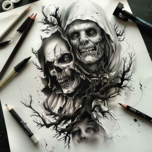 other-dark tattoo design ideas vivid gradients odd for lower back