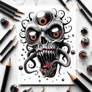 other-dark tattoo design ideas Surrealism enigmatic visuals ominous for scapula