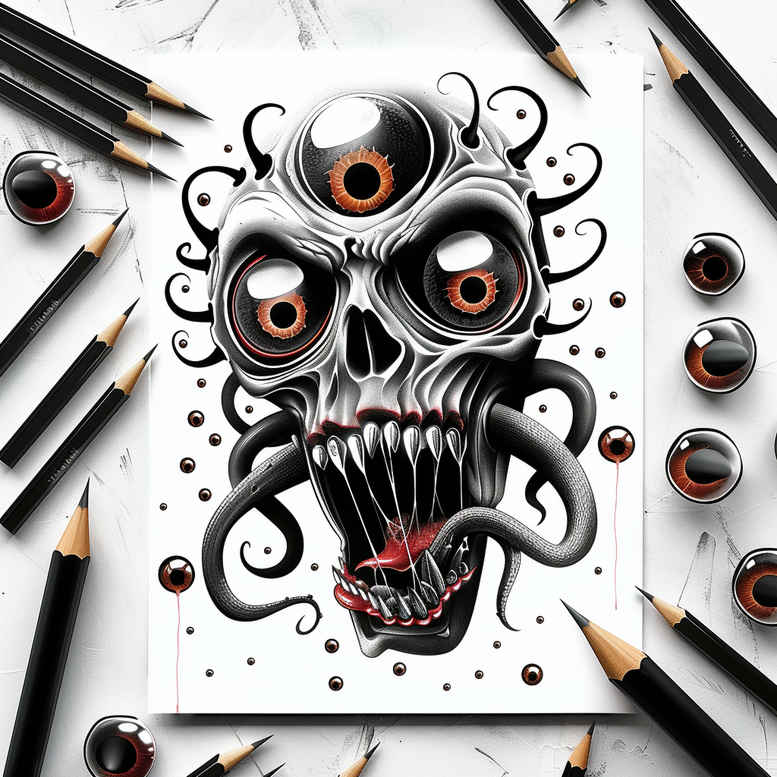 other-dark tattoo design ideas Surrealism enigmatic visuals ominous for scapula