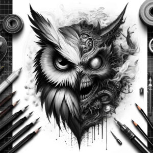 other-dark tattoo design ideas realistic movement silence for back