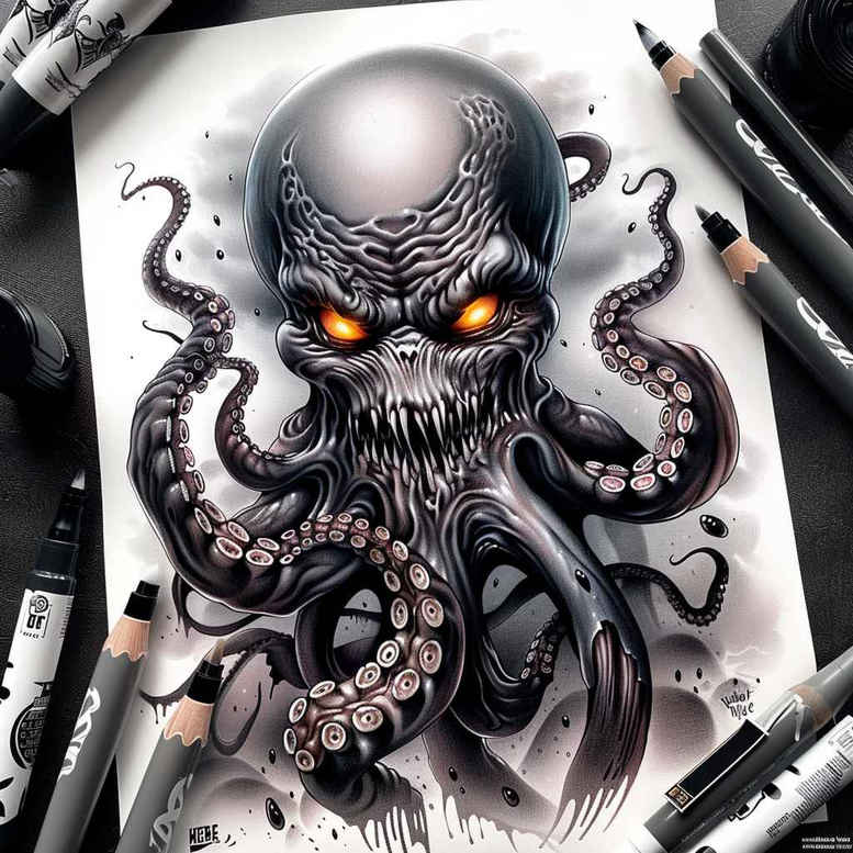 other-dark tattoo design ideas ink realism strange laughter for abdomen
