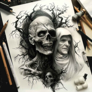 other-dark tattoo design ideas soft shadows terrifying embodying strength