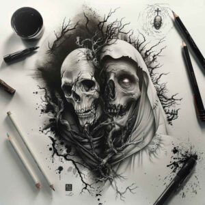 other-dark tattoo design ideas Realism deep shadows twisted for chest