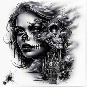 other-dark tattoo design ideas strong outlines unholy for scapula