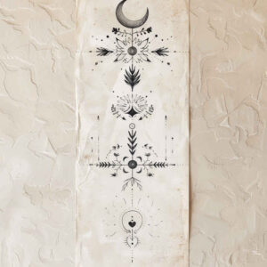 delicate-mystical-motifs – tattoo design ideas free ai generated – empty-space – for-lower-thigh – Gallery: other-delicate-inkby-ai