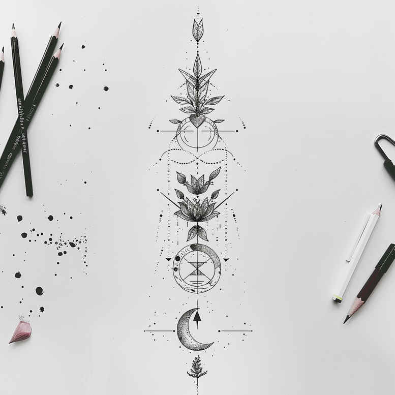 fine-line-detailed-tattoos – tattoo design ideas free ai generated – mini-geometry – for-lower-thigh – Gallery: other-delicate-inkby-ai