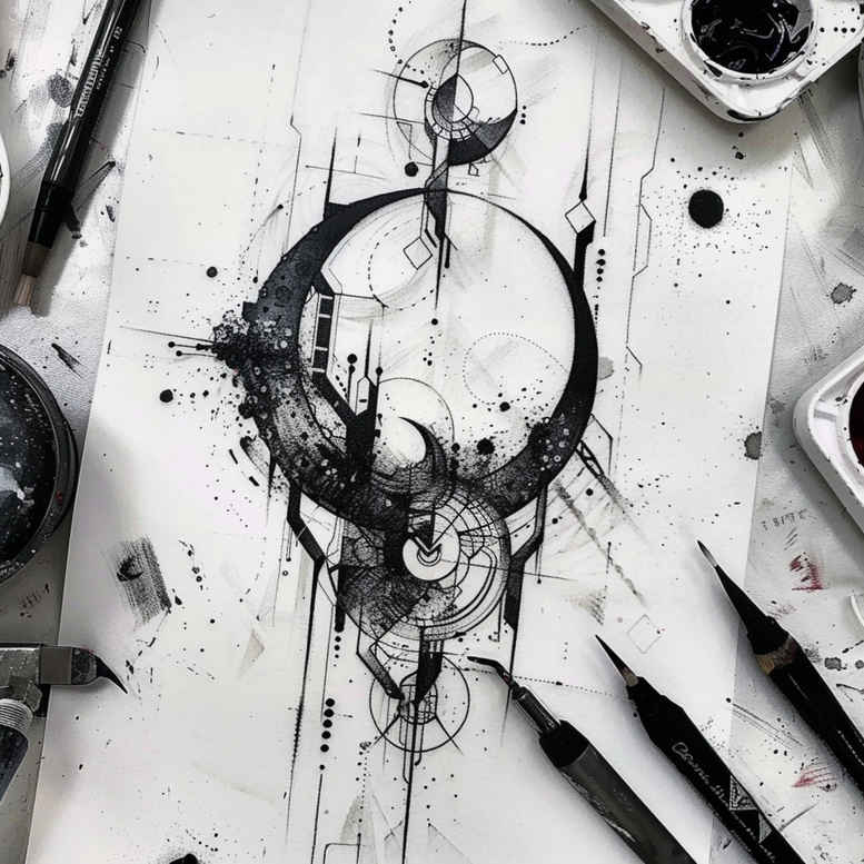 fine-line – tattoo design ideas free ai generated – simple-dot – for-knee – Gallery: other-delicate-inkby-ai