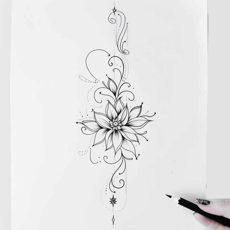 fine-line – tattoo design ideas free ai generated – single-line – for-spine – Gallery: other-delicate-inkby-ai