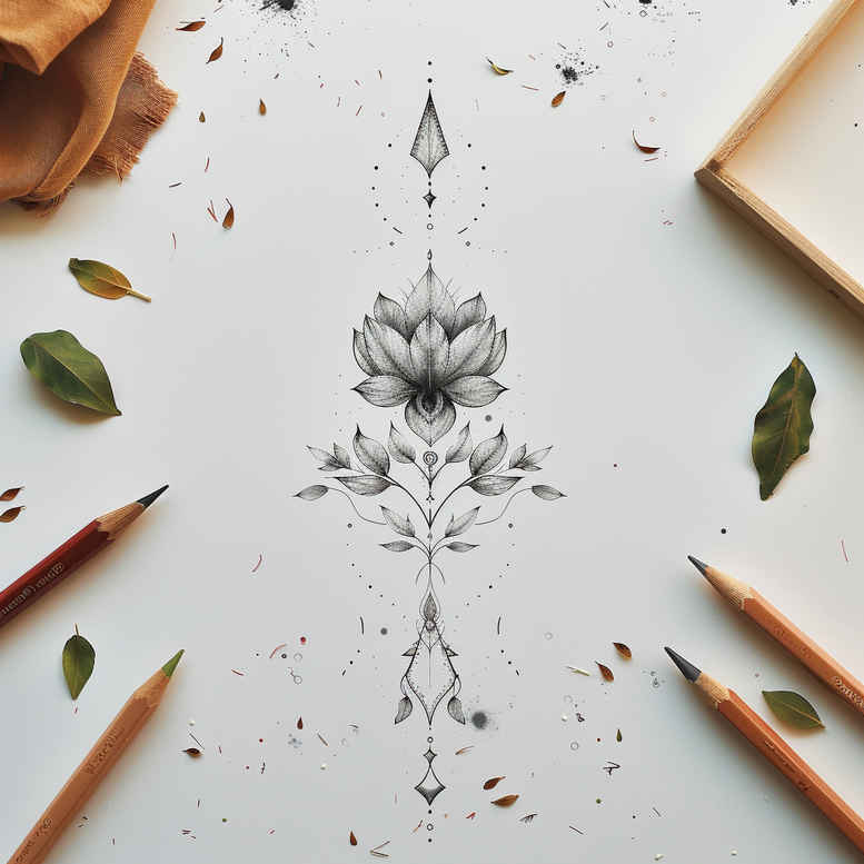 flower-tattoos – tattoo design ideas free ai generated – symbol-mark – for-calf – Gallery: other-delicate-inkby-ai