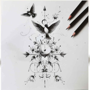 geometric-tattoos – tattoo design ideas free ai generated – pure-outline – for-lower-thigh – Gallery: other-delicate-inkby-ai