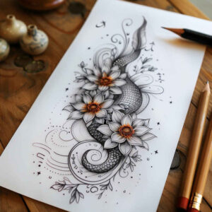leaf-tattoos – tattoo design ideas free ai generated – unembellished – for-abdomen – Gallery: other-delicate-inkby-ai