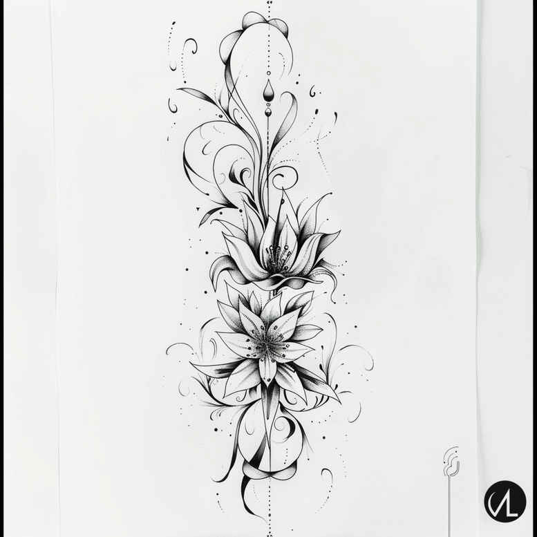 light-feminine-tattoos – tattoo design ideas free ai generated – monochrome – for-lower-leg – Gallery: other-delicate-inkby-ai