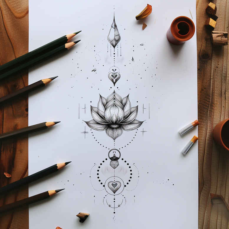 light-geometric-patterns – tattoo design ideas free ai generated – dainty – for-behind-ear – Gallery: other-delicate-inkby-ai