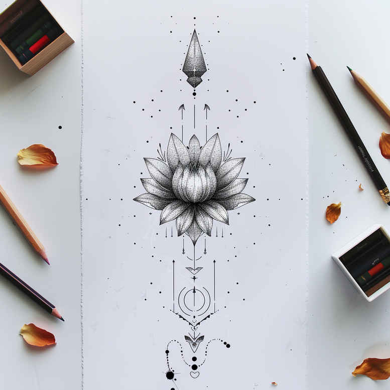 light-geometric-patterns – tattoo design ideas free ai generated – fine-line – for-calf – Gallery: other-delicate-inkby-ai