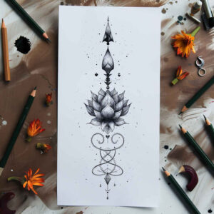 light-ornaments – tattoo design ideas free ai generated – symbolic – for-lower-thigh – Gallery: other-delicate-inkby-ai