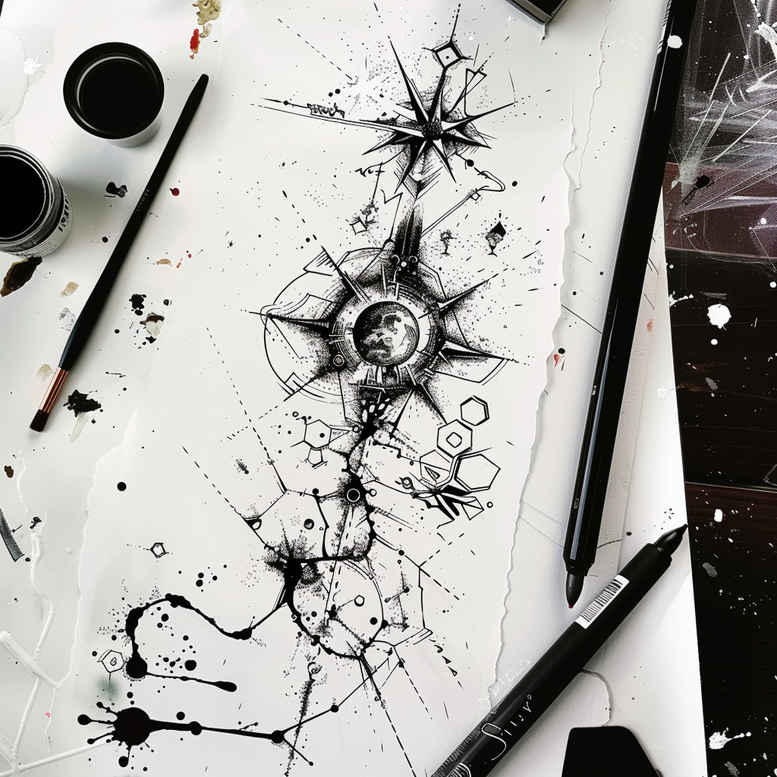 line-tattoos – tattoo design ideas free ai generated – miniature – for-chest – Gallery: other-delicate-inkby-ai