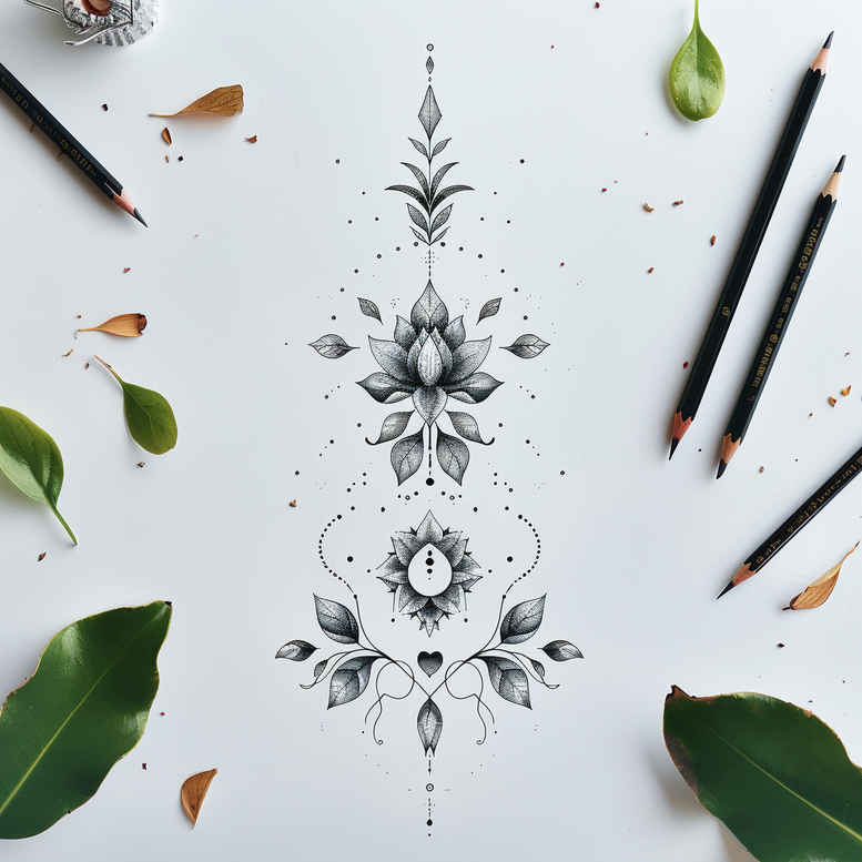 line-tattoos – tattoo design ideas free ai generated – pinprick – for-abdomen – Gallery: other-delicate-inkby-ai