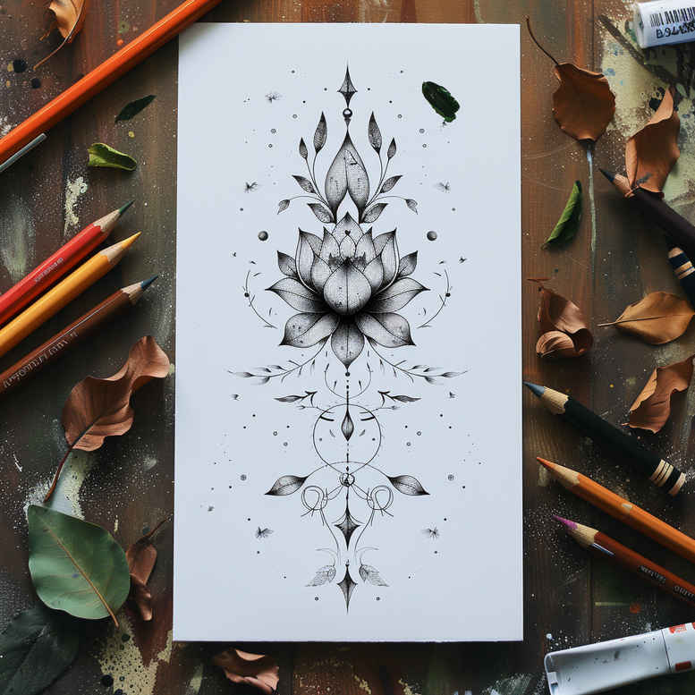minimalist-patterns – tattoo design ideas free ai generated – elemental – for-sternum – Gallery: other-delicate-inkby-ai