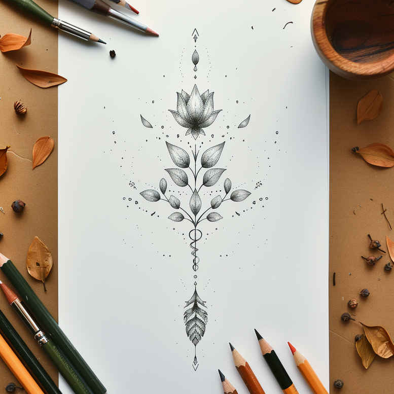 minimalist-tattoos – tattoo design ideas free ai generated – no-fill – for-lower-leg – Gallery: other-delicate-inkby-ai