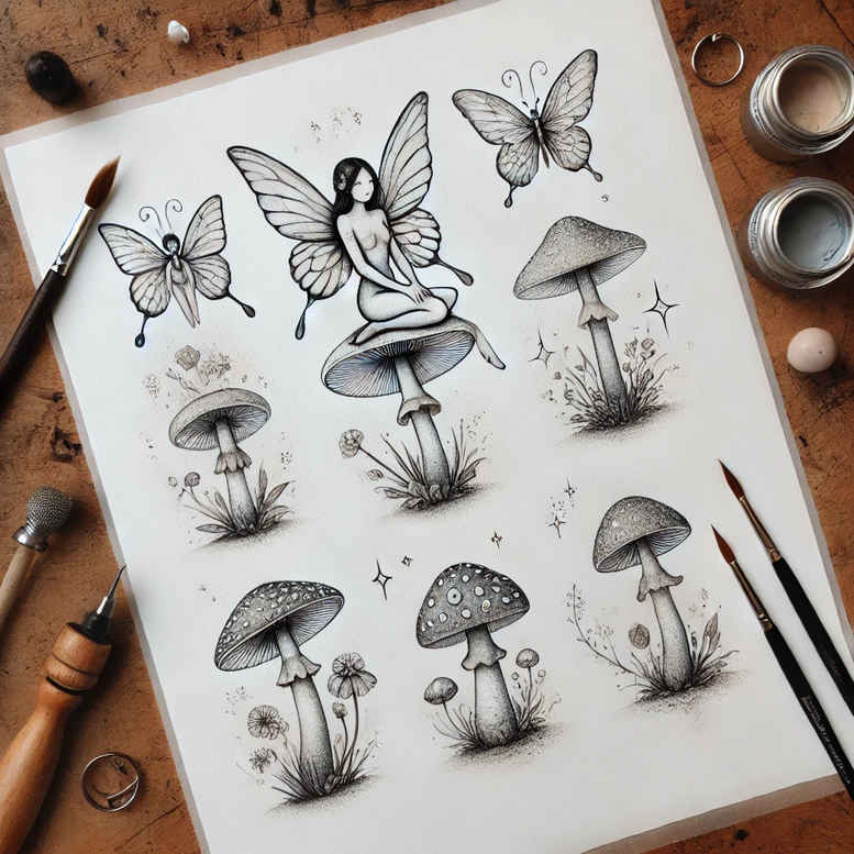 other-delicate tattoo design ideas no shading soft edges for spine