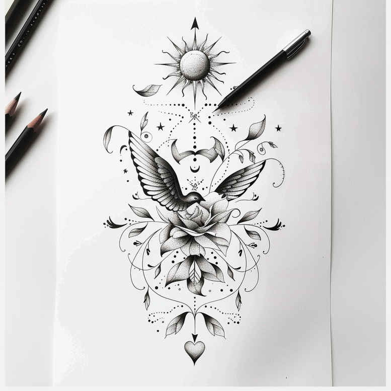 other-delicate tattoo design ideas dotwork soft textures embodying resilience