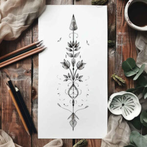 tattoos-with-soft-color – tattoo design ideas free ai generated – pure-outline – for-spine – Gallery: other-delicate-inkby-ai