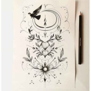 tattoos-with-soft-color – tattoo design ideas free ai generated – symbol-mark – for-lower-thigh – Gallery: other-delicate-inkby-ai
