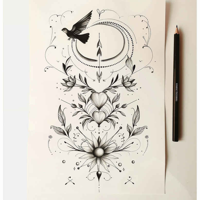 tattoos-with-soft-color – tattoo design ideas free ai generated – symbol-mark – for-lower-thigh – Gallery: other-delicate-inkby-ai