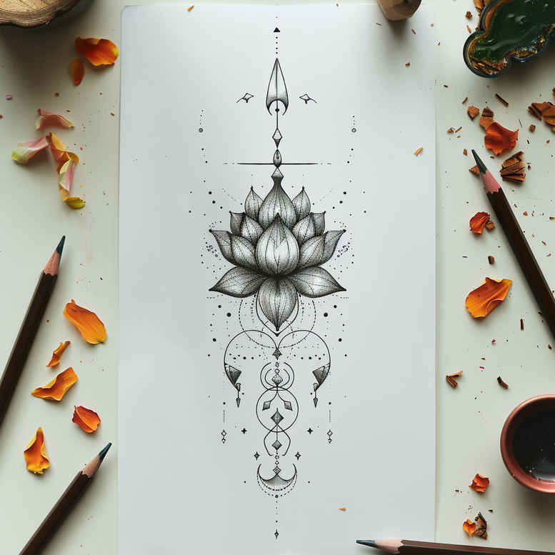 thin-line-tattoos – tattoo design ideas free ai generated – dotwork – for-lower-arm – Gallery: other-delicate-inkby-ai