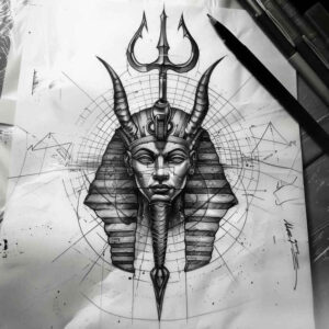 egyptian-ornament-tattoo-neotraditional-dynamic-color-for-upper-arm – tattoo design ideas free ai generated – Gallery: other-egypt-inkby-ai