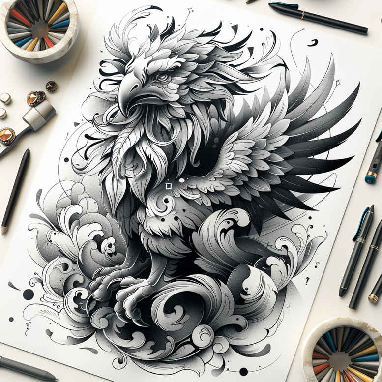 fantasy-drawing-tattoo-neotraditional-bold-color-blocks-for-shin – tattoo design ideas free ai generated – Gallery: other-fantastic-inkby-ai