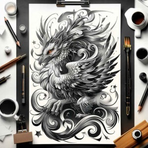 fantasy-fauna-tattoo-neotraditional-bright-color-for-foot – tattoo design ideas free ai generated – Gallery: other-fantastic-inkby-ai