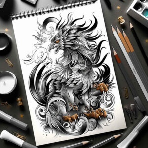 ink-realism – tattoo design ideas free ai generated – crisp-outline – for-lower-leg – Gallery: other-fantastic-inkby-ai