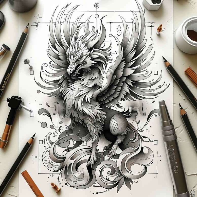 other-fantastic tattoo design ideas clean lines mythical symbolising perseverance